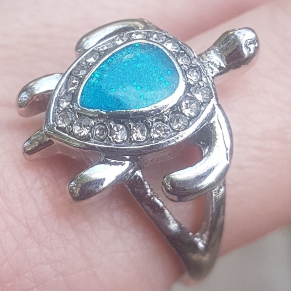 🐢 Blue Sea Turtle Ring 💍 - Picture 2 of 6